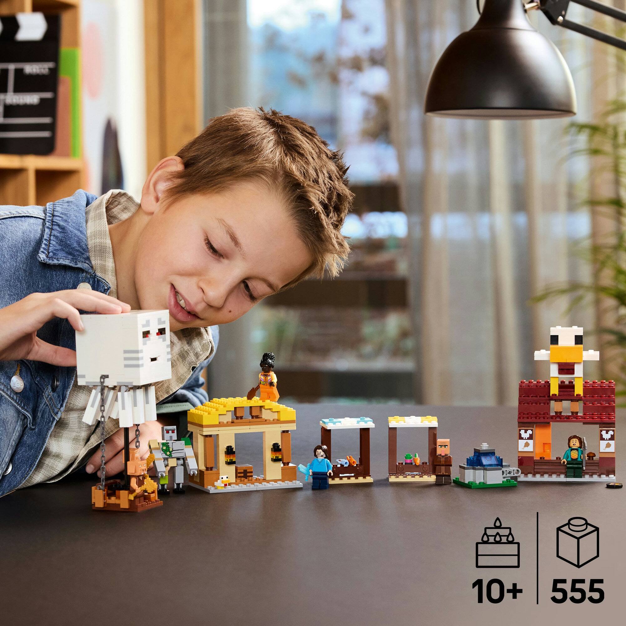 LEGO® Minecraft® The Ghast Balloon Village Attack, Gamer Gift Toy for Kids 21273